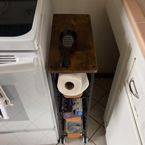 NEW 4-Tier Rolling Storage Cart, Rolling Kitchen Cart, Narrow Utility Cart. - Picture 2 of 8